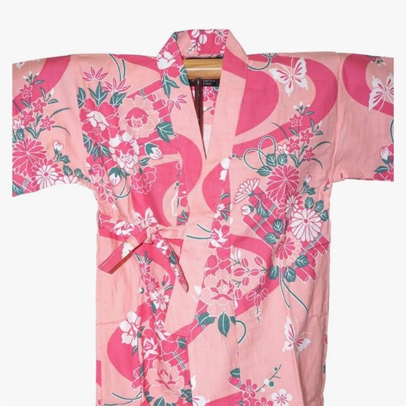 YUKATA for Baby Girl. Midori Yukata Kimono Made in Japan. Pink Flower - Picture 4 of 4